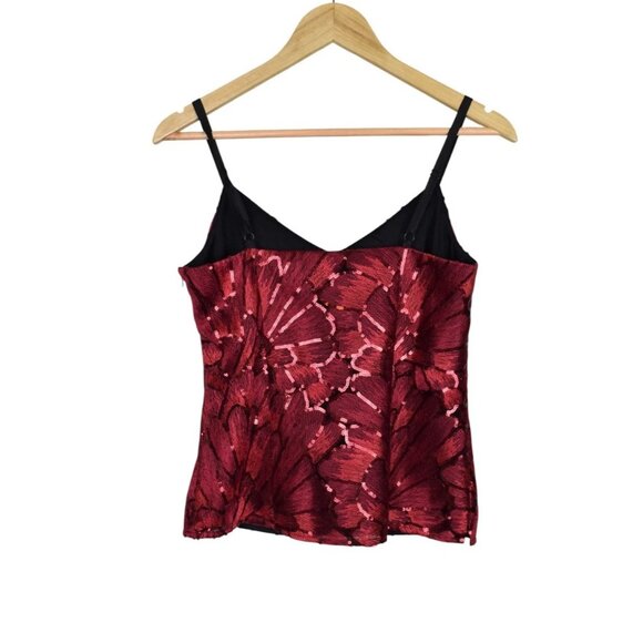 WHITE HOUSE BLACK MARKET RED SEQUIN EMBROIDERED CAMISOLE - Picture 7 of 10